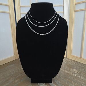 💎 Silver Rope Chain Layered Necklace Trio – Holiday Gift Set NWOT